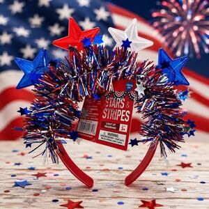 Stars & Stripes Light Up Patriotic Headband‎ Red White Blue 4th of July NWT